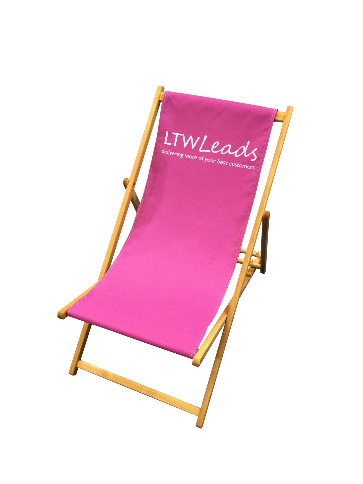 Personalised deck chair, plain pink, logo top and centered