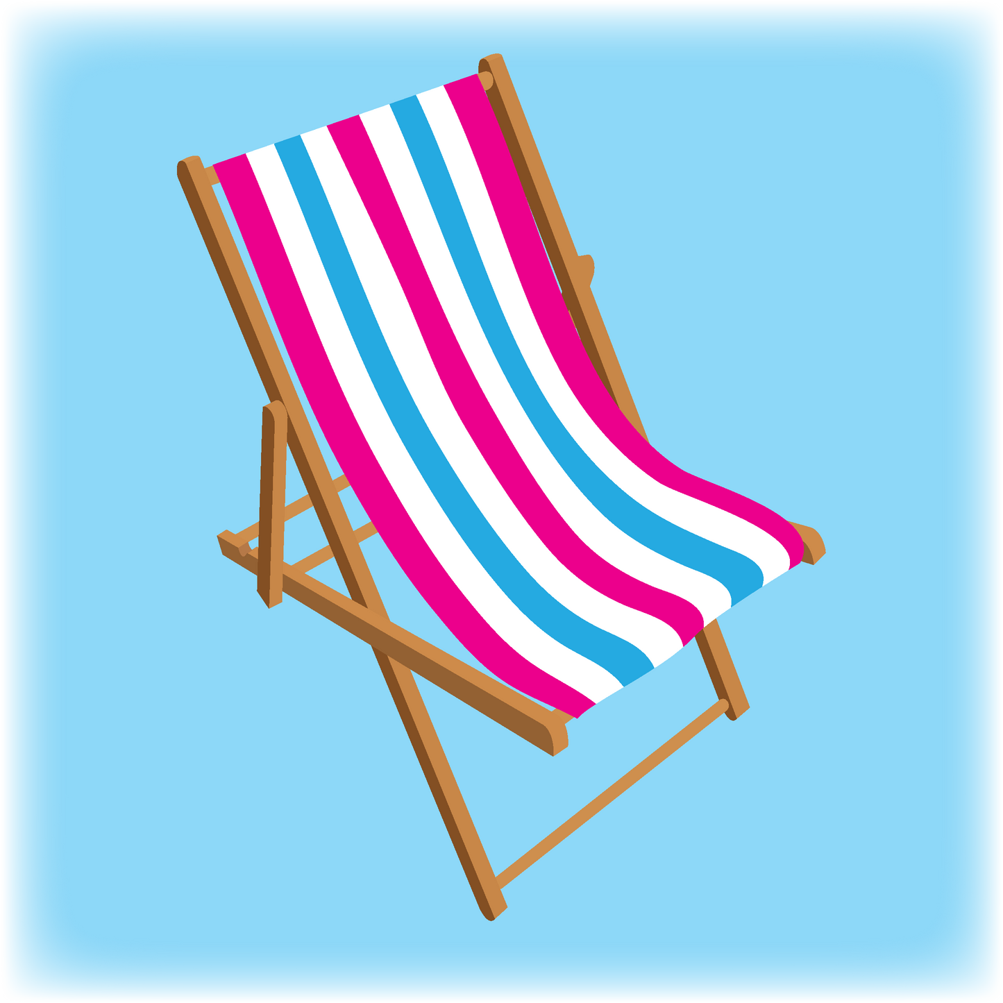 Custom colour striped deckchair, pink, white, blue colour